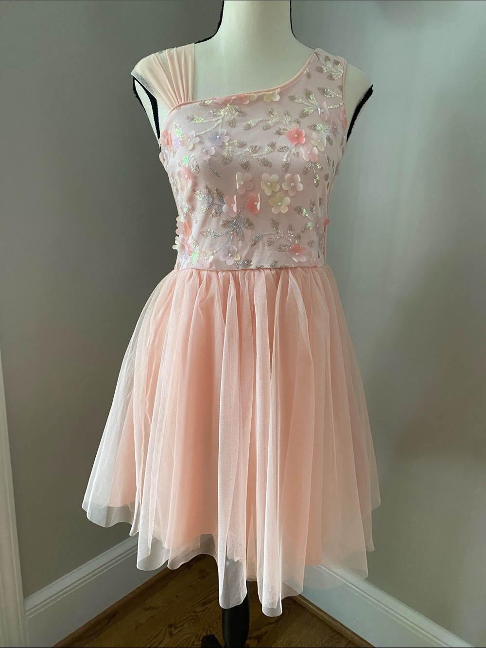 Girls Cat and Jack size XL 14 party dress appliqué sequins flower’s tulle party